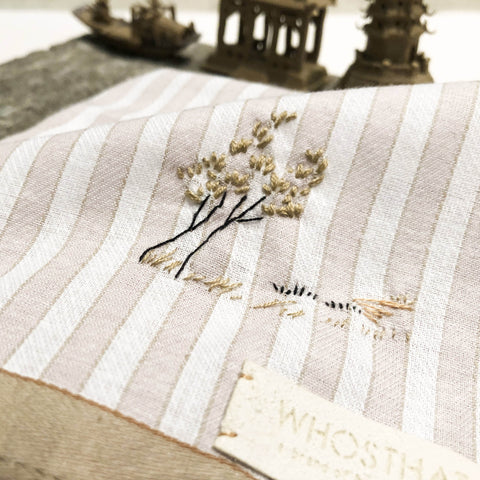 Hand embroidery stripe pure cotton handkerchief pocket square