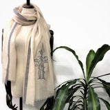 super fine pure-cashmere scarf in hand embroidery cat & tree pattern
