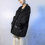 Well made hand embroidery pine forest half lined boxy wool jacket