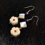 Ivory Nuts Blossom flower 925 Sterling Silver Plated Rose Gold Earrings Ear pins