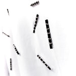 Hand Stitch Beads straight cut black and white ladies cotton tee