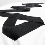 Hand stitch ribbon origami tubular heavy cotton crew neck navy and white ladies tee shirt