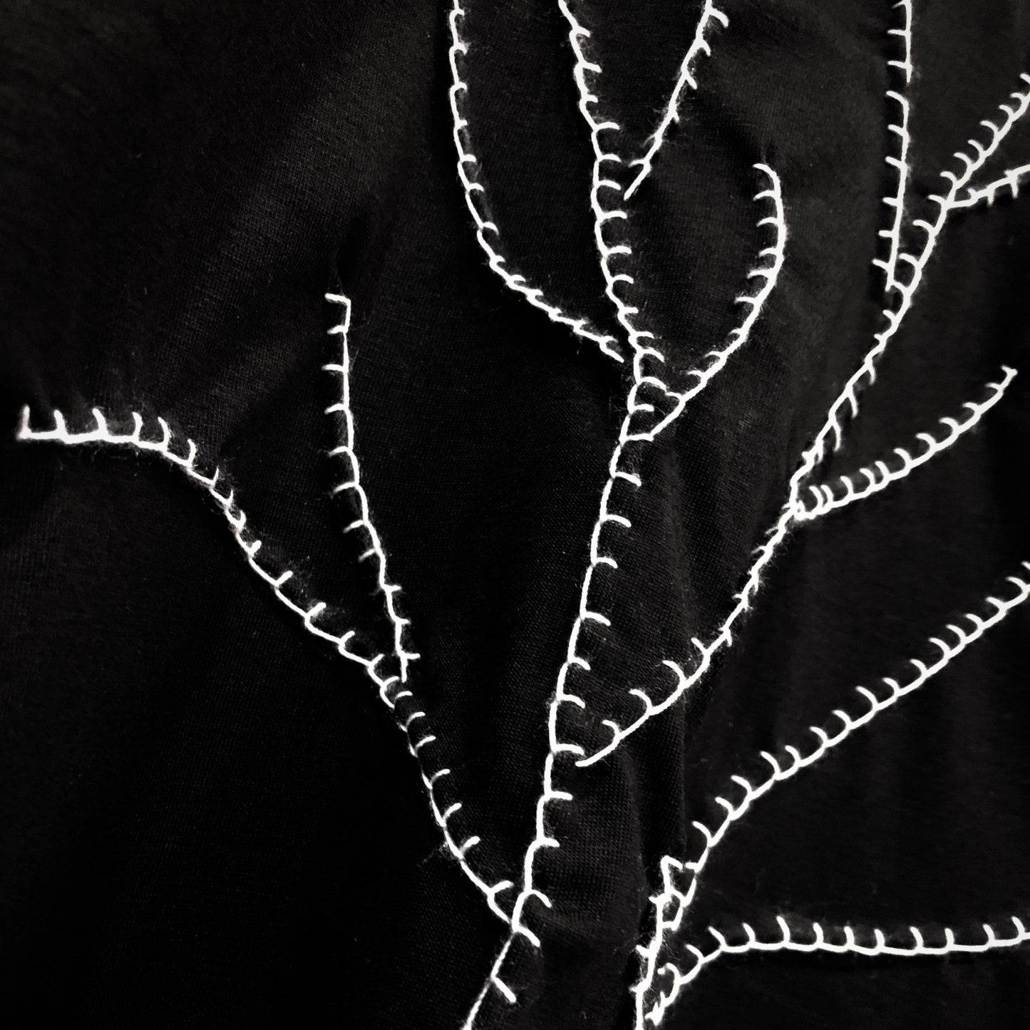 Hand stitch tree pattern basic straight cut high-end smart casual cotton tee