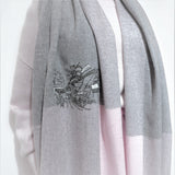 Hand embroidery tram on street pure cashmere heavy scarf